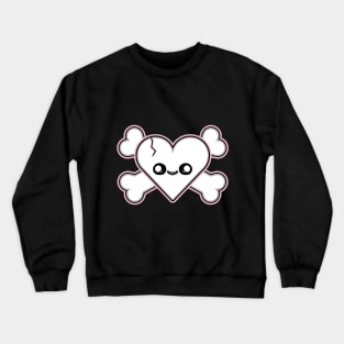 Kawaii Heart and Crossbones Crewneck Sweatshirt